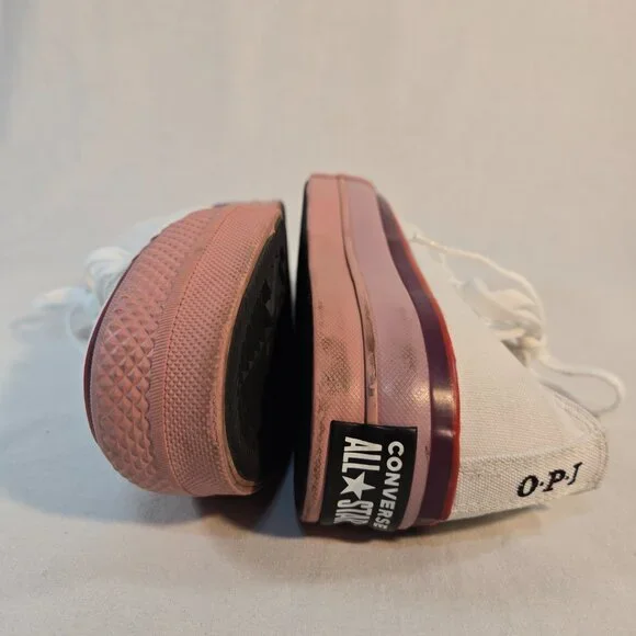 CONVERSE X O.P.I CTAS Lift Ox Canvas 566557C Pure Silver/White/Pink Size US 7.5 - Picture 8 of 16
